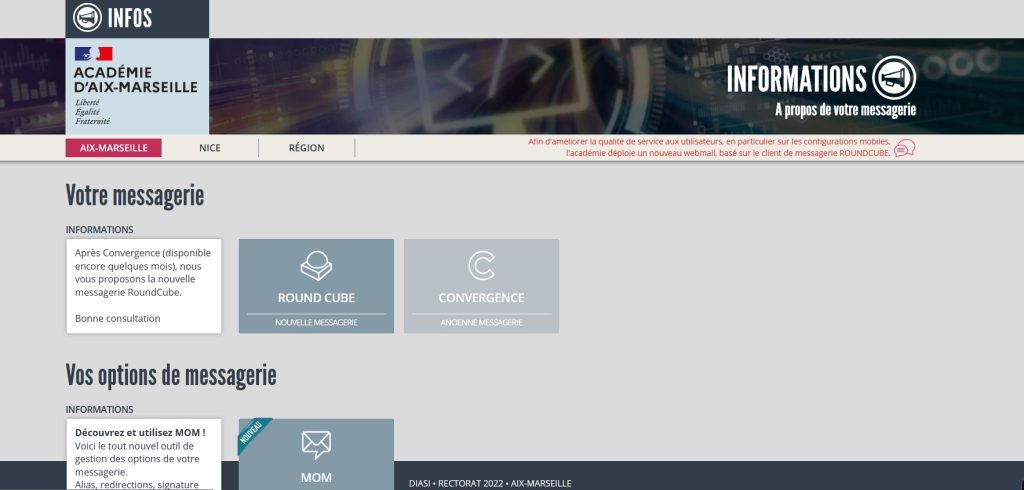 Académie d'AixMarseille  se connecter à son webmail
