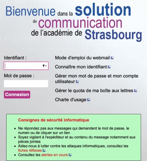 boite mail académique strasbourg - recherche google